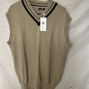 Coofandy Men's Sweater Vest XL Brown W/Black NWT